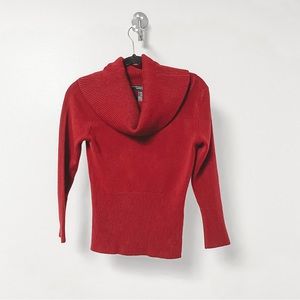 Y2K Rampage Fall Winter Casual Chic Wide Cowl Turtle Neck Sweater Red Large
